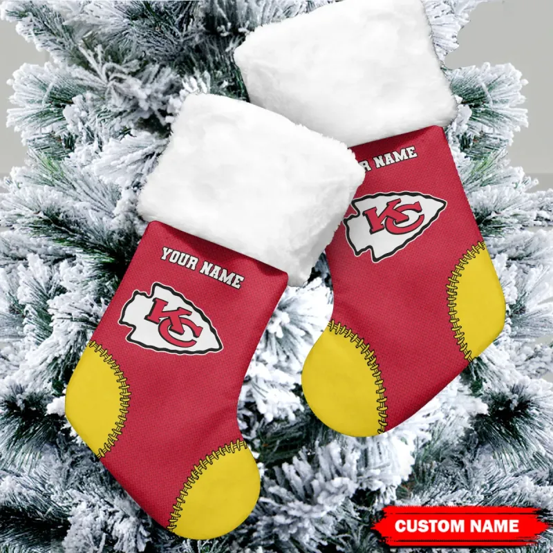Kansas City Chiefs Personalized Christmas Sock Mockup 3