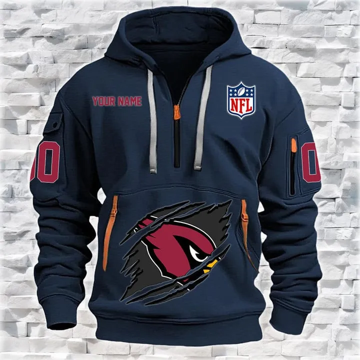 Arizona Cardinals Quarter Zip Hoodie Back View