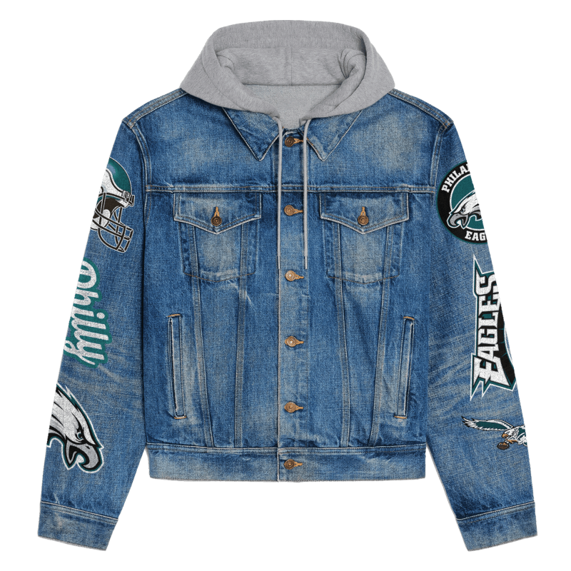 Philadelphia Eagles Premium Hooded Denim Jacket styling
