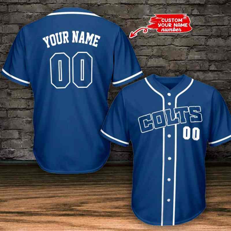 Indianapolis Colts Personalized Baseball Jersey Blue