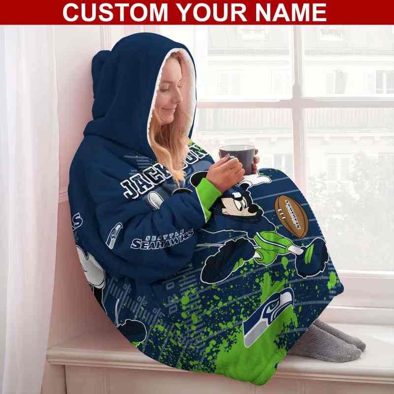 Seattle Seahawks Personalized Snug Hoodie Angle View