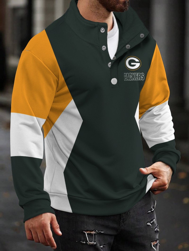 Green Bay Packers Casual Colorful Stand Collar Sweatshirt