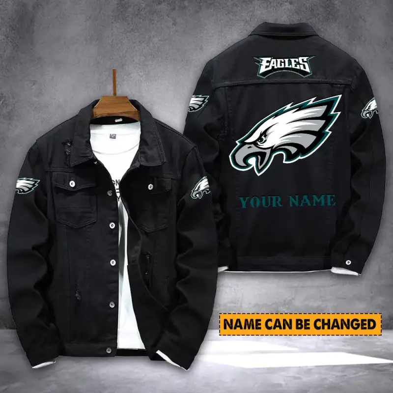 Philadelphia Eagles Denim Jacket Back View