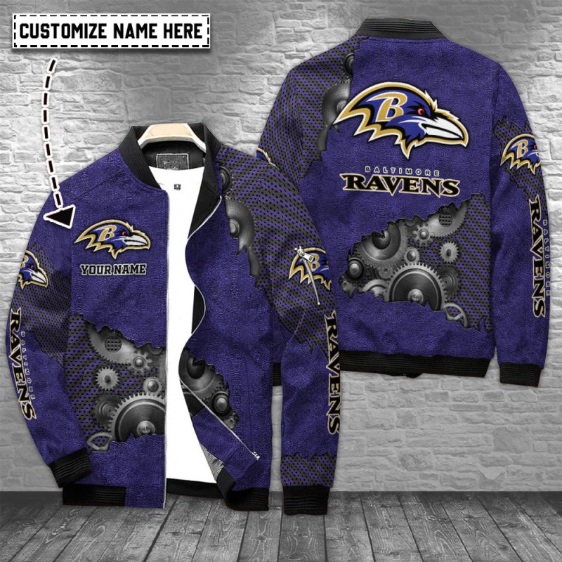 Baltimore Ravens Personalized Bomber Jacket Front View