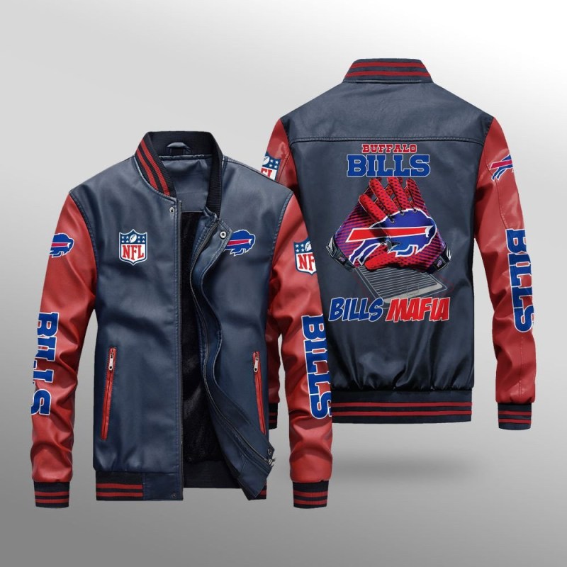 Buffalo Bills Leather Bomber Jacket Side View