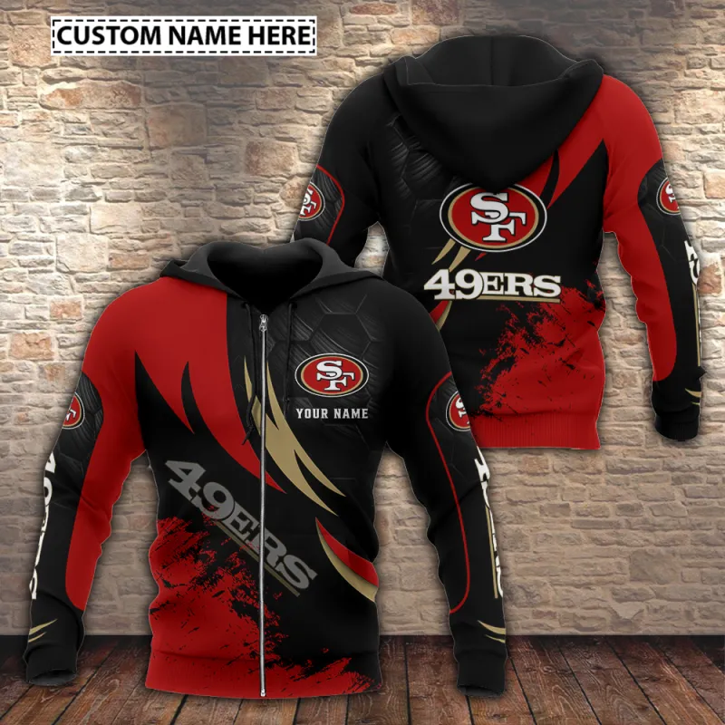Back view of San Francisco 49ers Personalized Hoodie