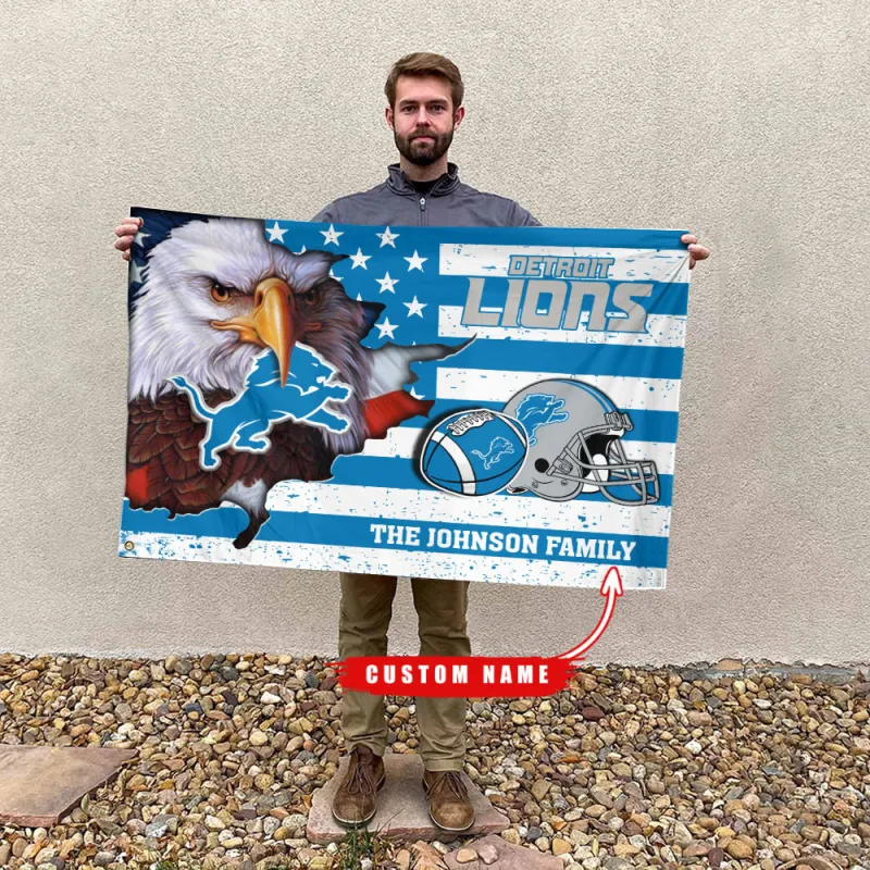Detroit Lions Custom Name Flag