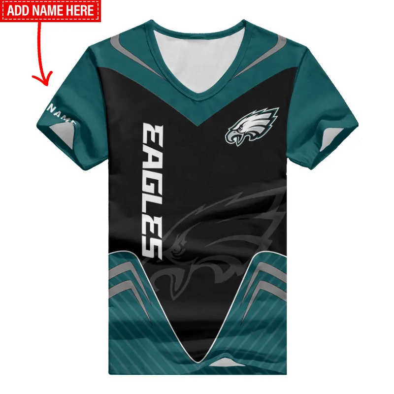 Philadelphia Eagles Personalized Summer V-neck Women T-shirt Side View