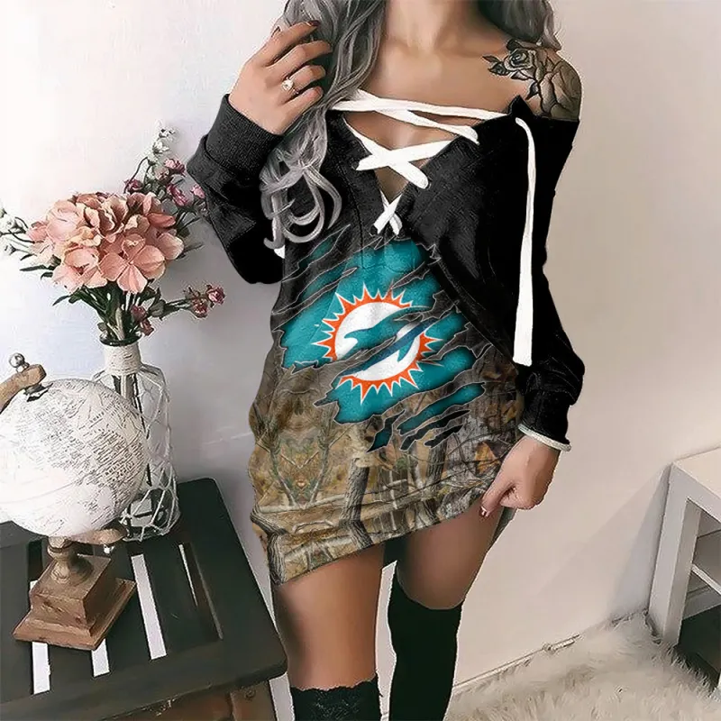 Miami Dolphins Lace-Up Sweatshirt Details