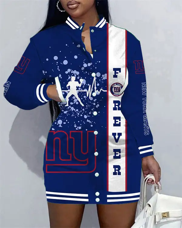New York Giants Women's Button Down Jacket Dress