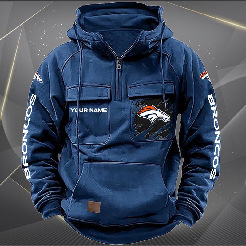 Denver Broncos Multi-Pockets Zip Hoodie Side View