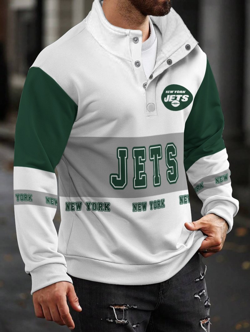 New York Jets Casual Colorful Stand Collar Sweatshirt