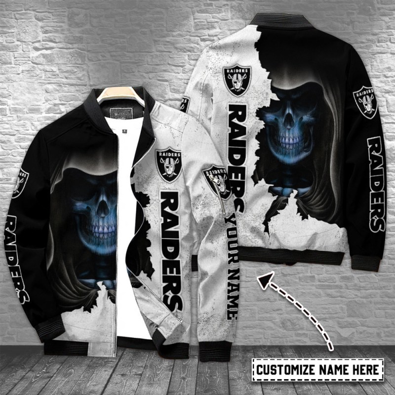 Las Vegas Raiders Personalized Bomber Jacket Front