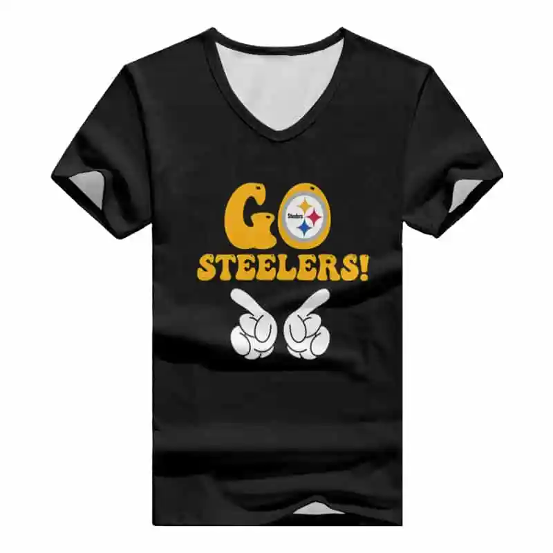 Pittsburgh Steelers V-neck Women T-shirt - Image 3