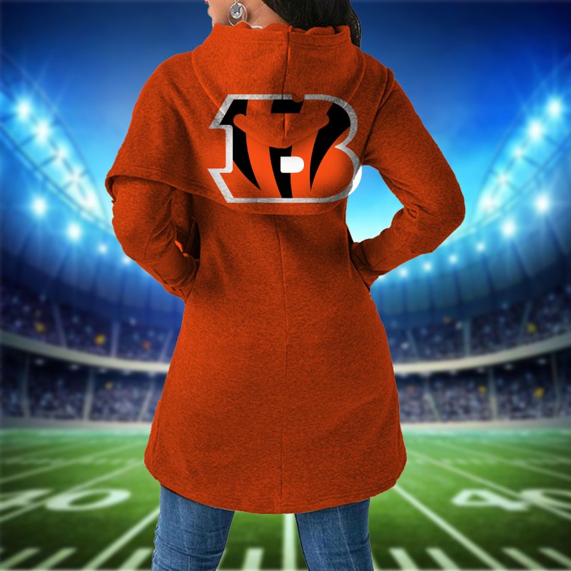 Cincinnati Bengals Women Irregular Hoodie Image 2