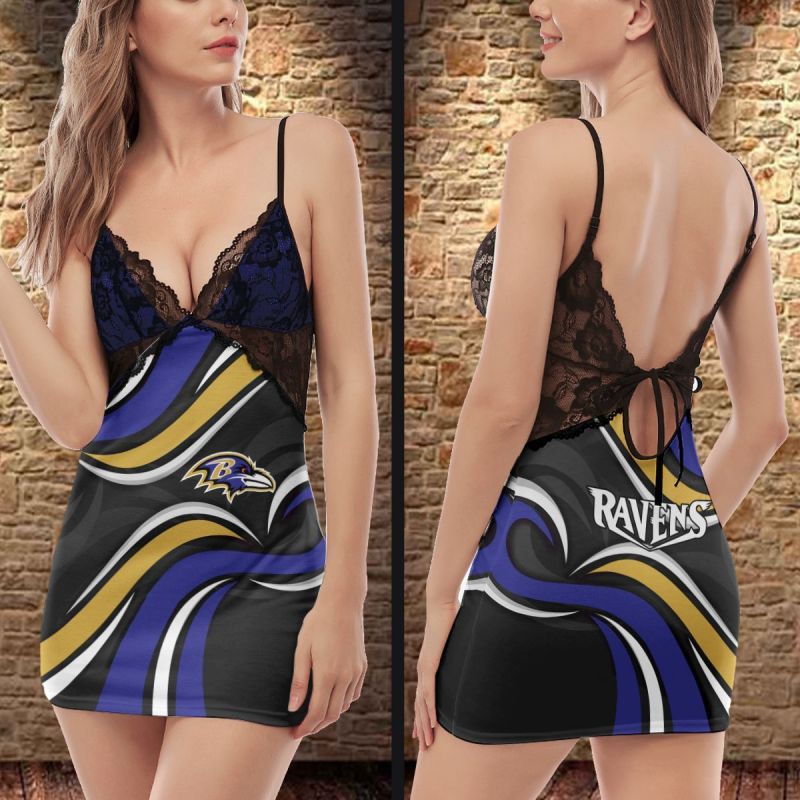 Baltimore Ravens Lace Back Strap Slip Dress