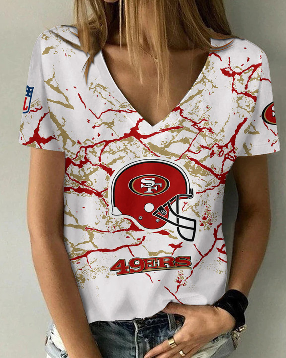 San Francisco 49ers Personalized V-neck T-shirt