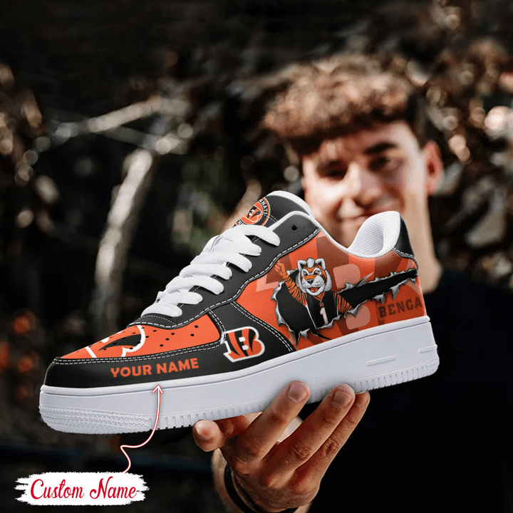NFL Cincinnati Bengals Custom Name Air Force 1 Sneaker Image 1