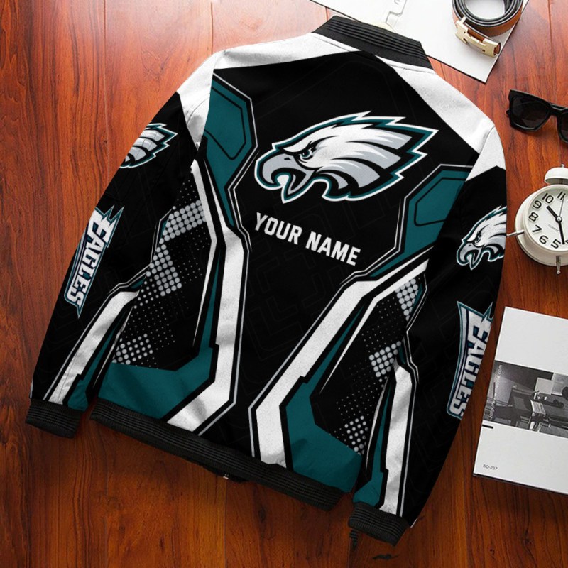 Philadelphia Eagles Personalized Bomber Jacket Back View