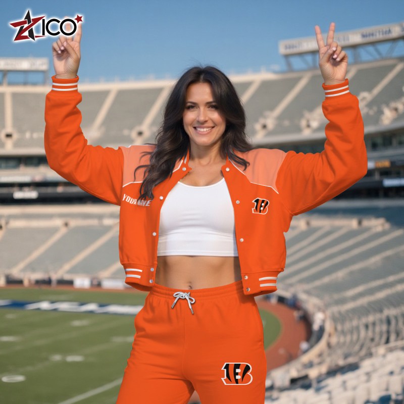 Cincinnati Bengals Crop Varsity Jacket Alternate View