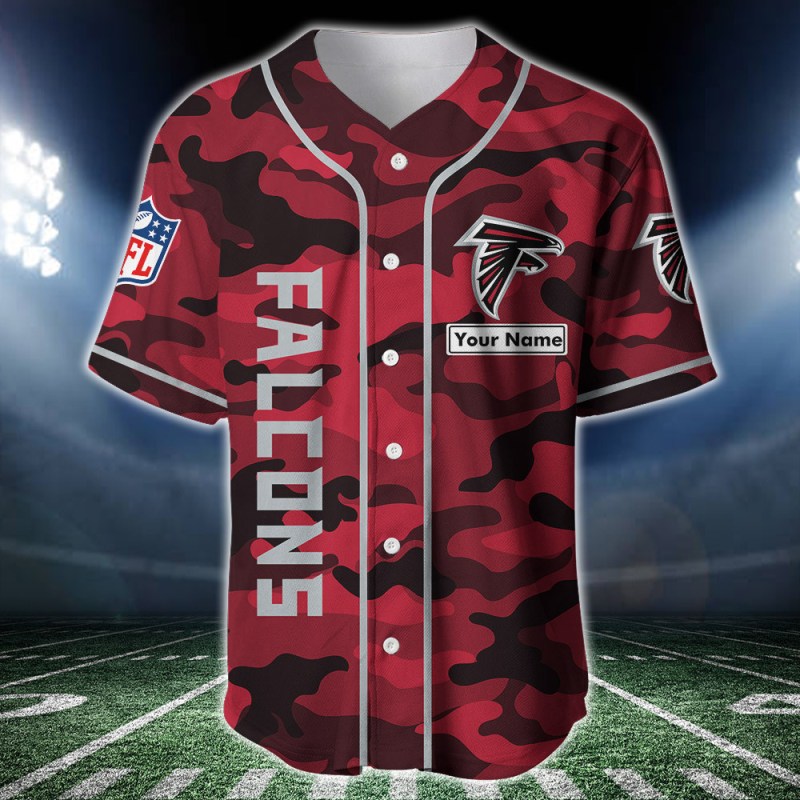 Atlanta Falcons Personalized Baseball Jersey - Back View