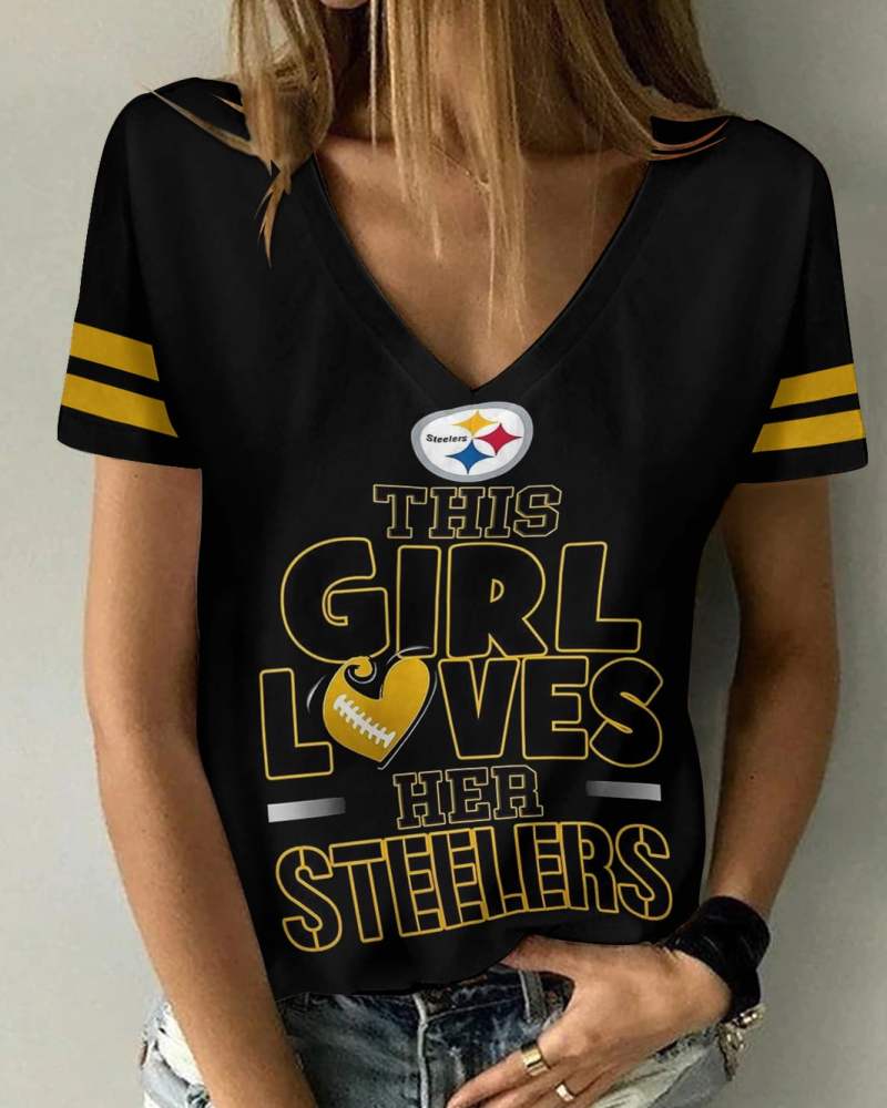 Pittsburgh Steelers V-neck Women T-shirt