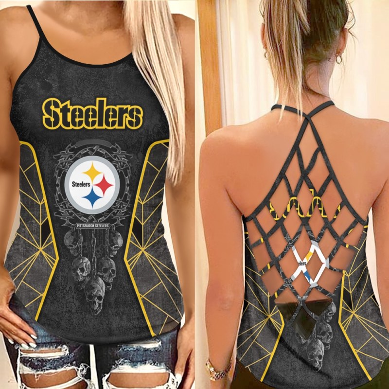 Pittsburgh Steelers Criss Cross Tank Top