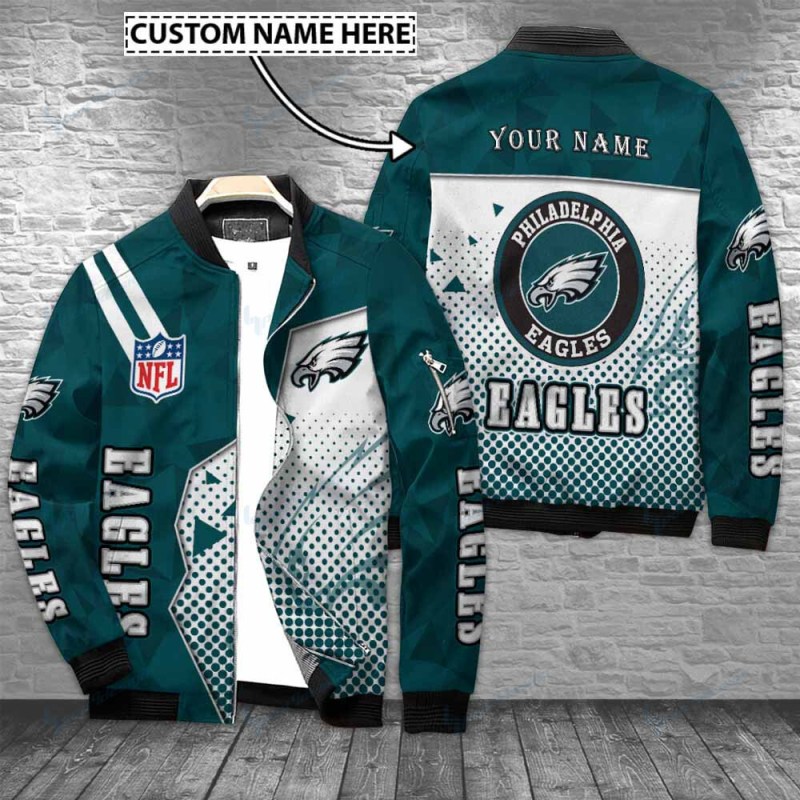 Philadelphia Eagles Personalized Bomber Jacket Front View