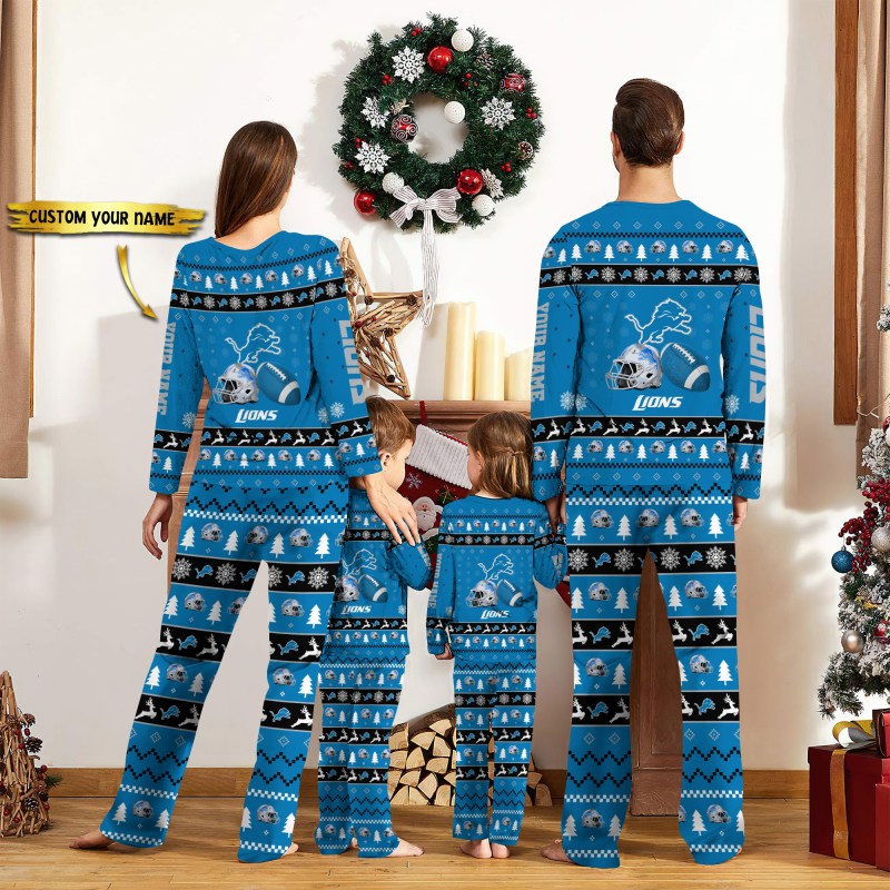 Detroit Lions Personalized Pajamas Set Image 2