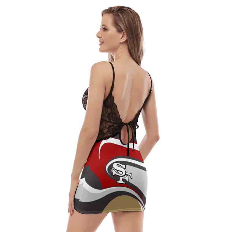 San Francisco 49ers Lace Back Strap Slip Dress Image 4