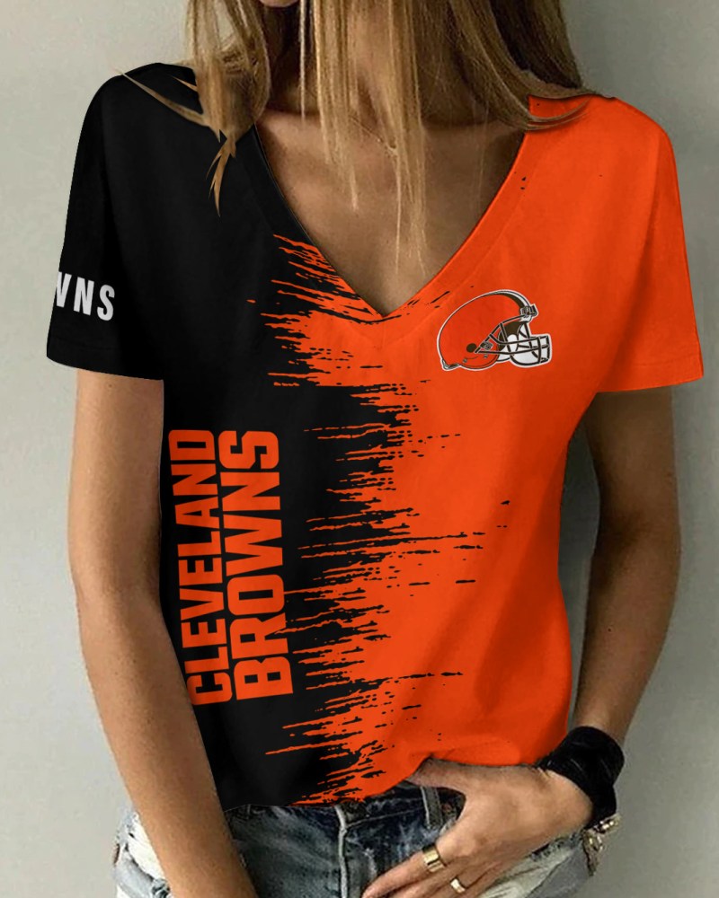 Cleveland Browns Summer V-neck T-shirt - Front View