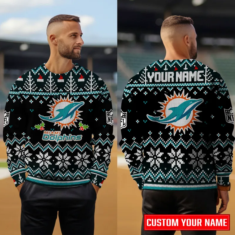 Miami Dolphins Ugly Christmas Sweater - Image 3