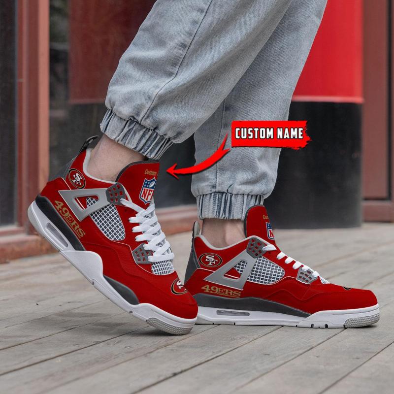 San Francisco 49ers Personalized AJ4 Sneakers Image 1
