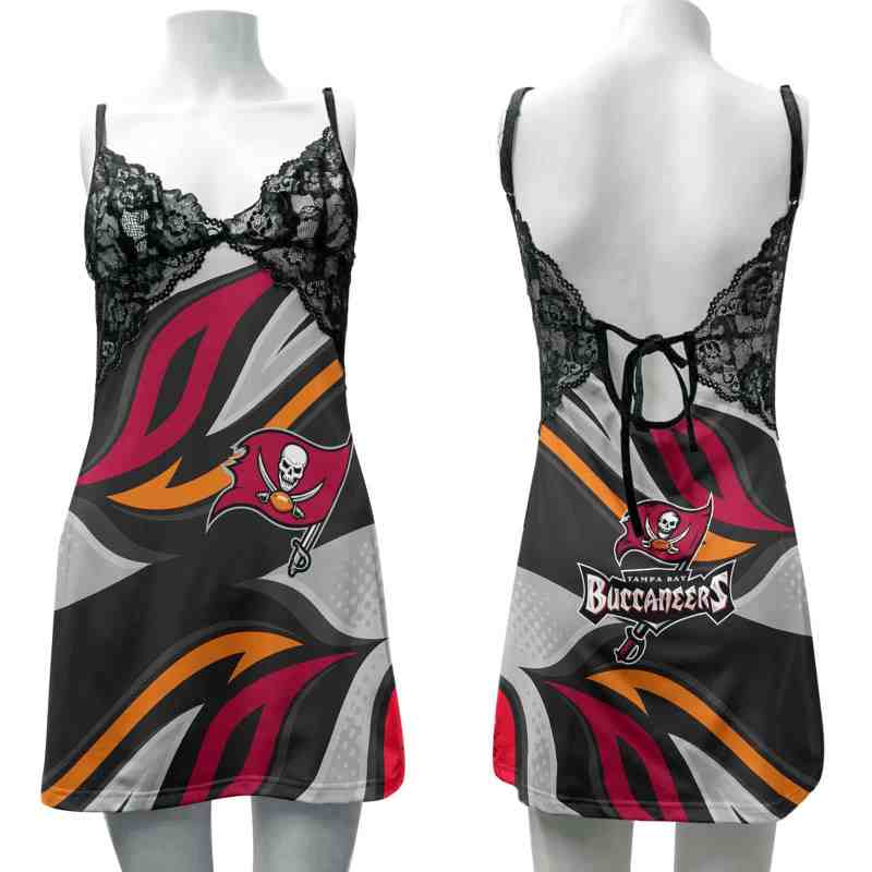 Tampa Bay Buccaneers Lace Back Strap Slip Dress Front View