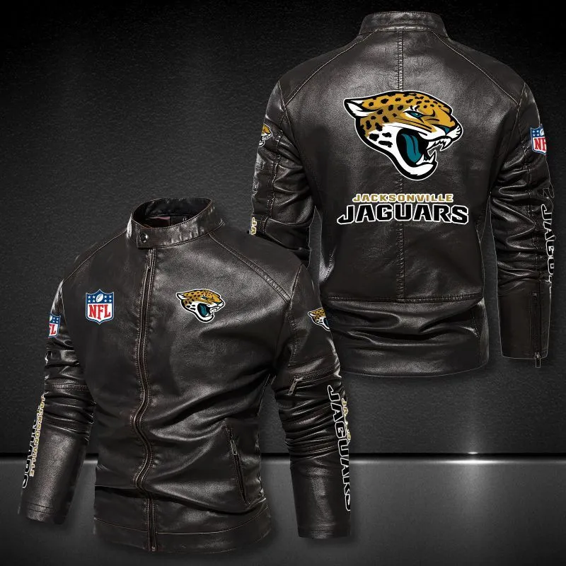 Jacksonville Jaguars Stand-up Collar Leather Jacket Image 1