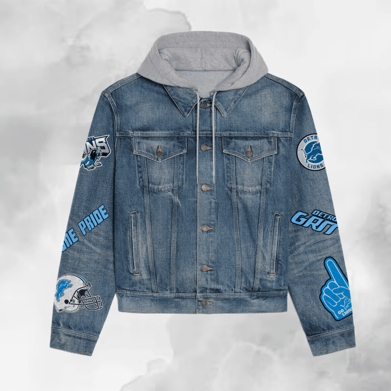 Detroit Lions Premium Hooded Denim Jacket - Back View