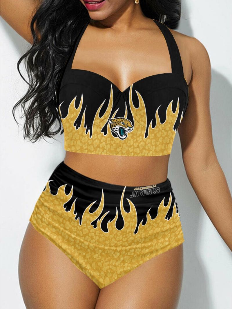 Jacksonville Jaguars Sexy Print Bikini Swimsuit Front View
