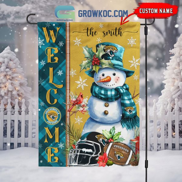 Jacksonville Jaguars Football Snowman Welcome Flag