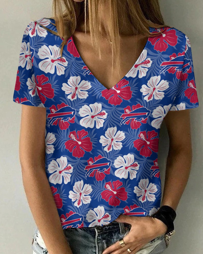 Buffalo Bills Summer V-neck Women T-shirt