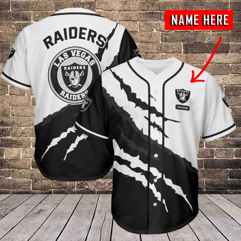 Las Vegas Raiders Personalized Baseball Jersey BG712 1 Las Vegas Raiders Personalized Baseball Jersey