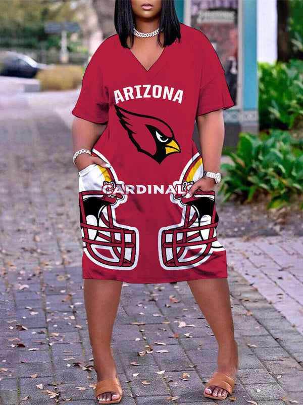 Arizona Cardinals V-neck Casual Pocket Dress