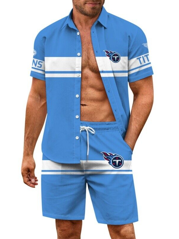 Tennessee Titans Hawaiian Shirt and Shorts Combo
