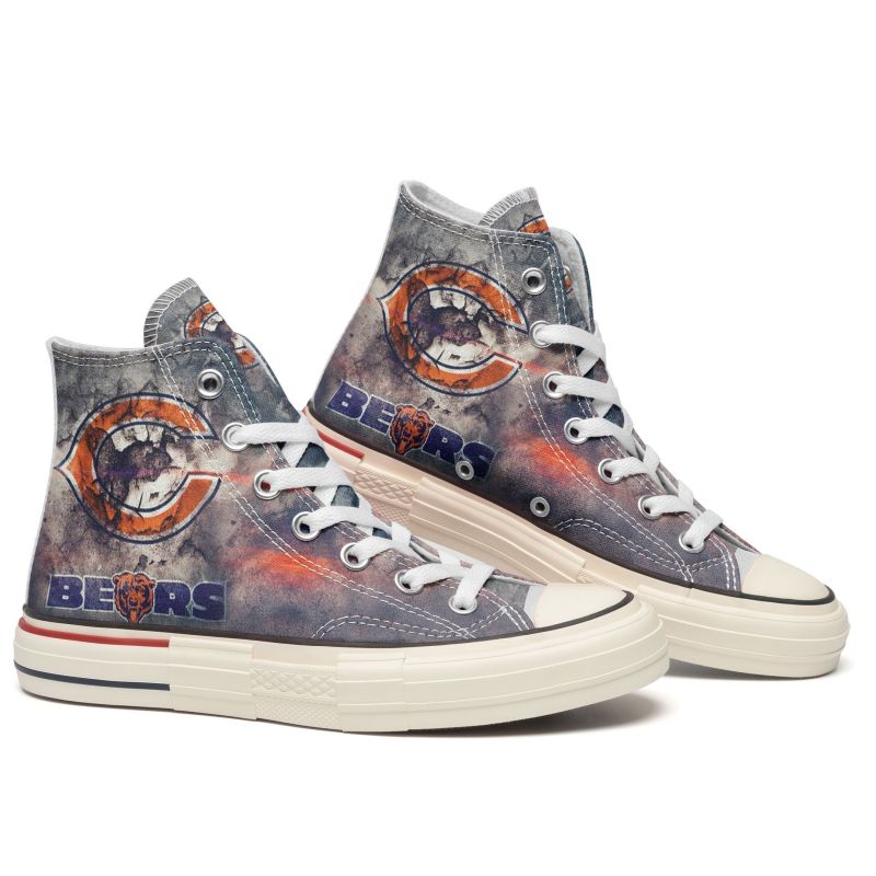 Chicago Bears High Top Canvas Shoes Side View