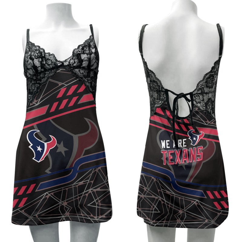 Houston Texans Lace Back Strap Slip Dress