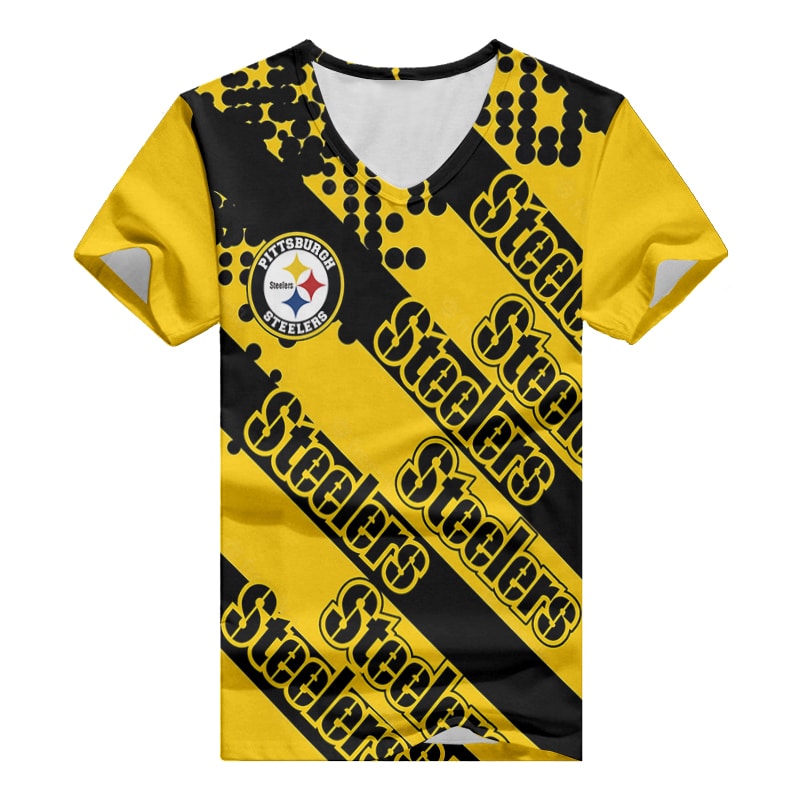 Pittsburgh Steelers V-neck Women T-shirt Back View
