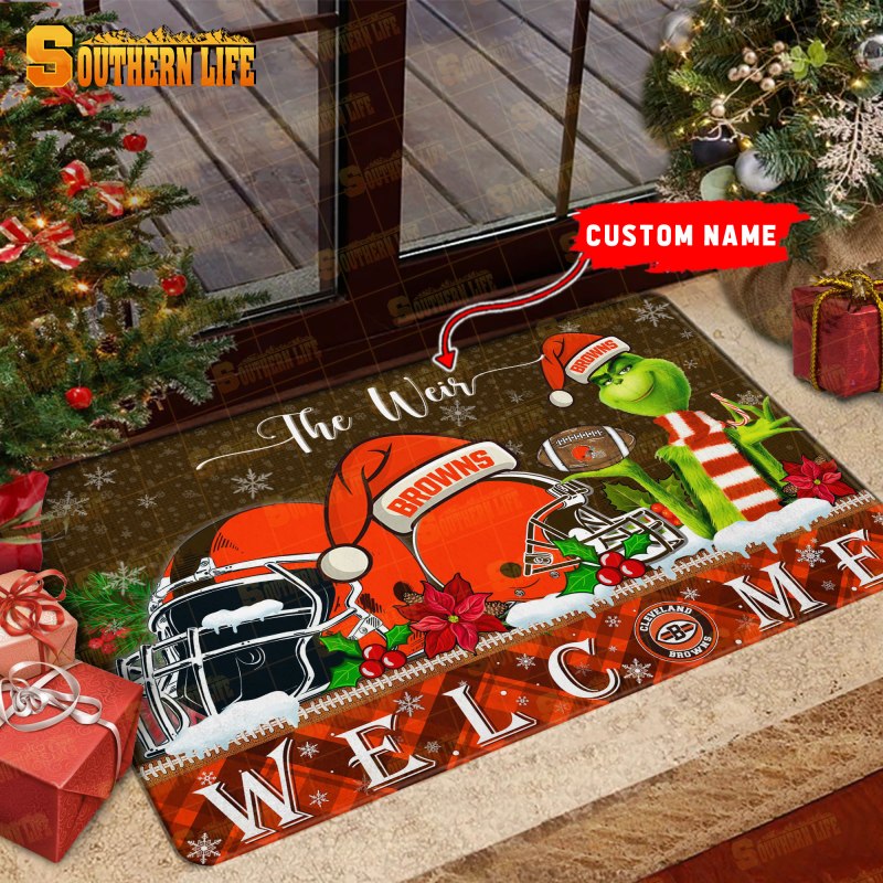 Cleveland Browns Christmas Personalized Doormat