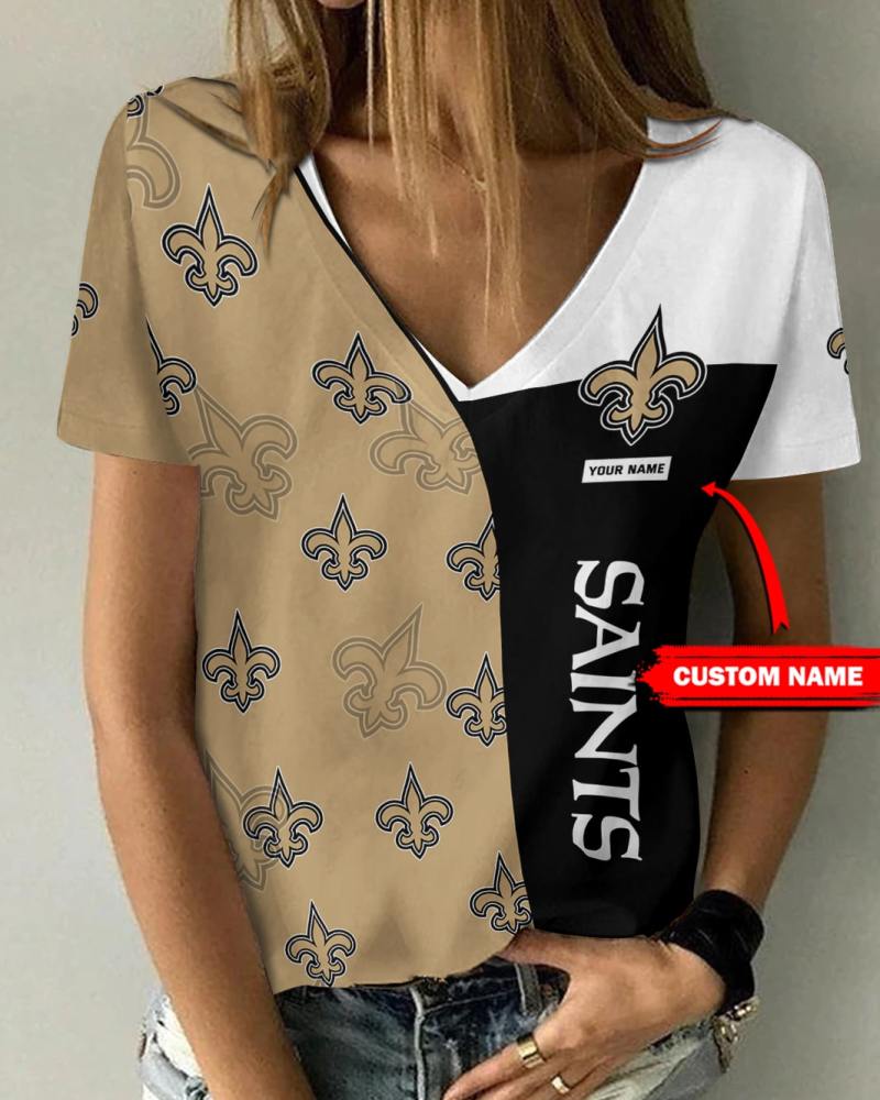 New Orleans Saints Personalized V-neck T-shirt Image 1