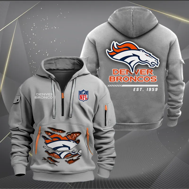 Denver Broncos Personalized Quarter Zip Hoodie