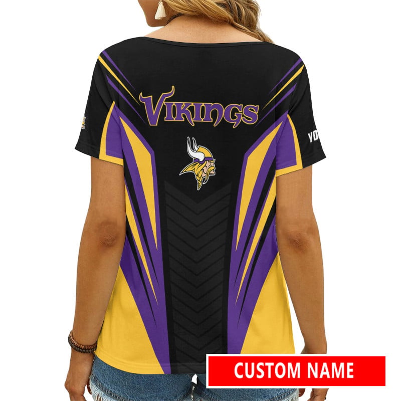 Minnesota Vikings Personalized V-neck Women T-shirt