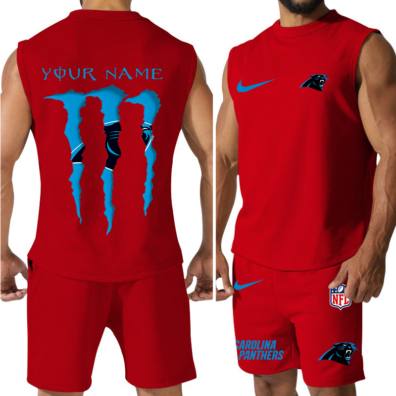 Carolina Panthers Colorful Combo Men Jersey Tank Top and Shorts 1